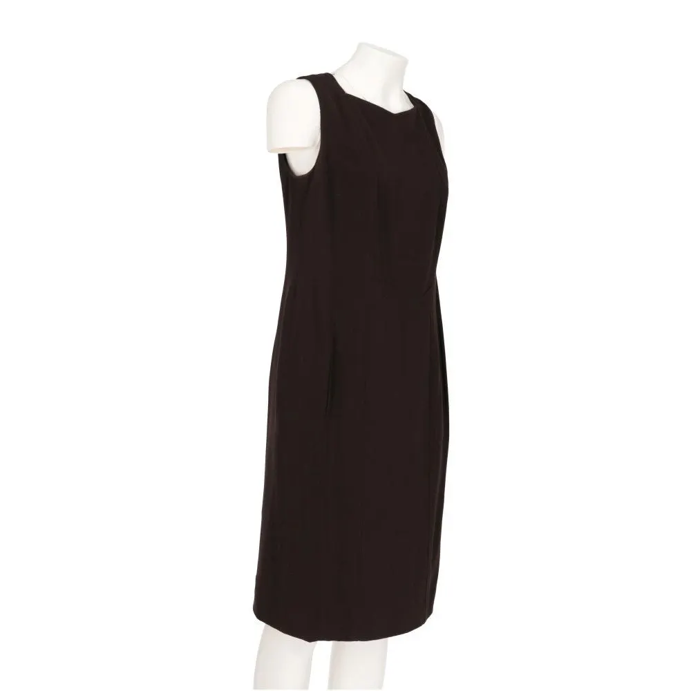 Chanel Brown Wool Sheath Dress - '90s Brown Wool Good - Inside View