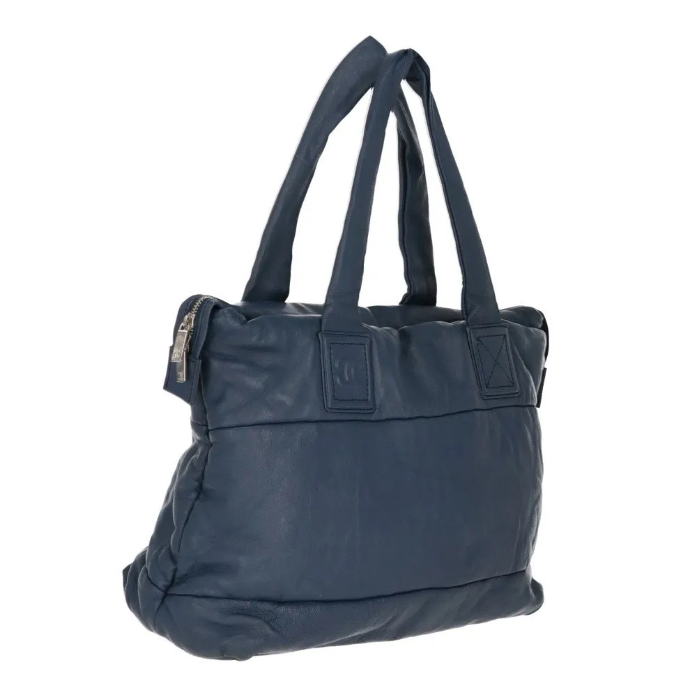 Chanel Blue Leather Shoulder Bag - 2000s Blue Leather Good - Inside View