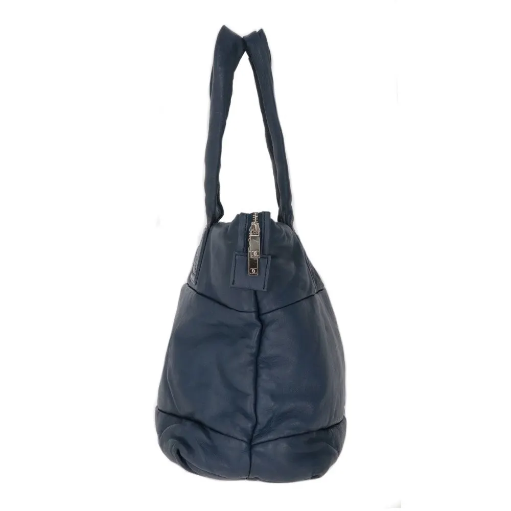 Chanel Blue Leather Shoulder Bag - 2000s Blue Leather Good - Model View