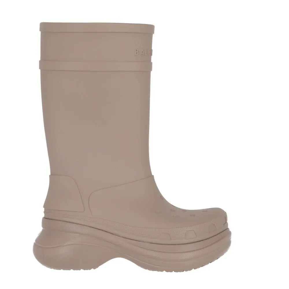 Balenciaga x Crocs Taupe Rubber Boots - 2020s Red Good - Front View