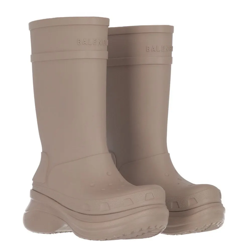 Balenciaga x Crocs Taupe Rubber Boots - 2020s Red Good - Back View