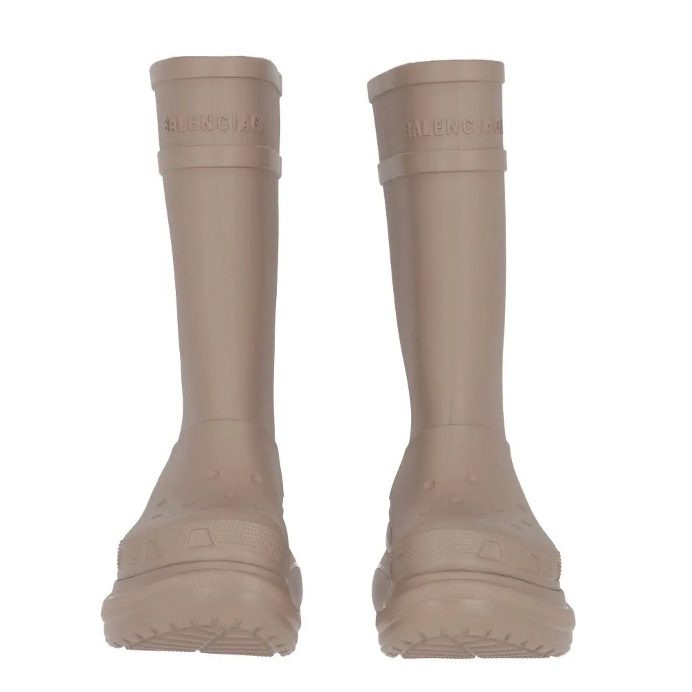 Balenciaga x Crocs Taupe Rubber Boots - 2020s Red Good - Model View
