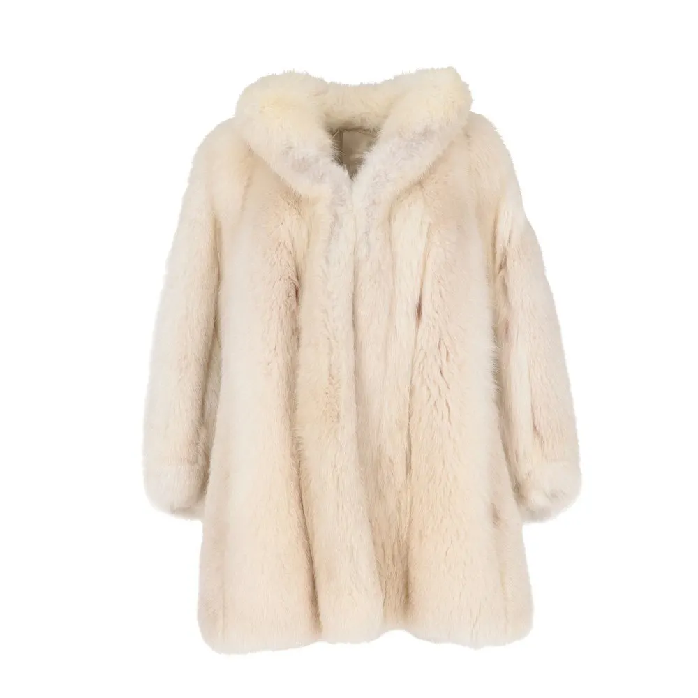 Christian Dior White Fox Fur Coat - '80s White Good - Front View