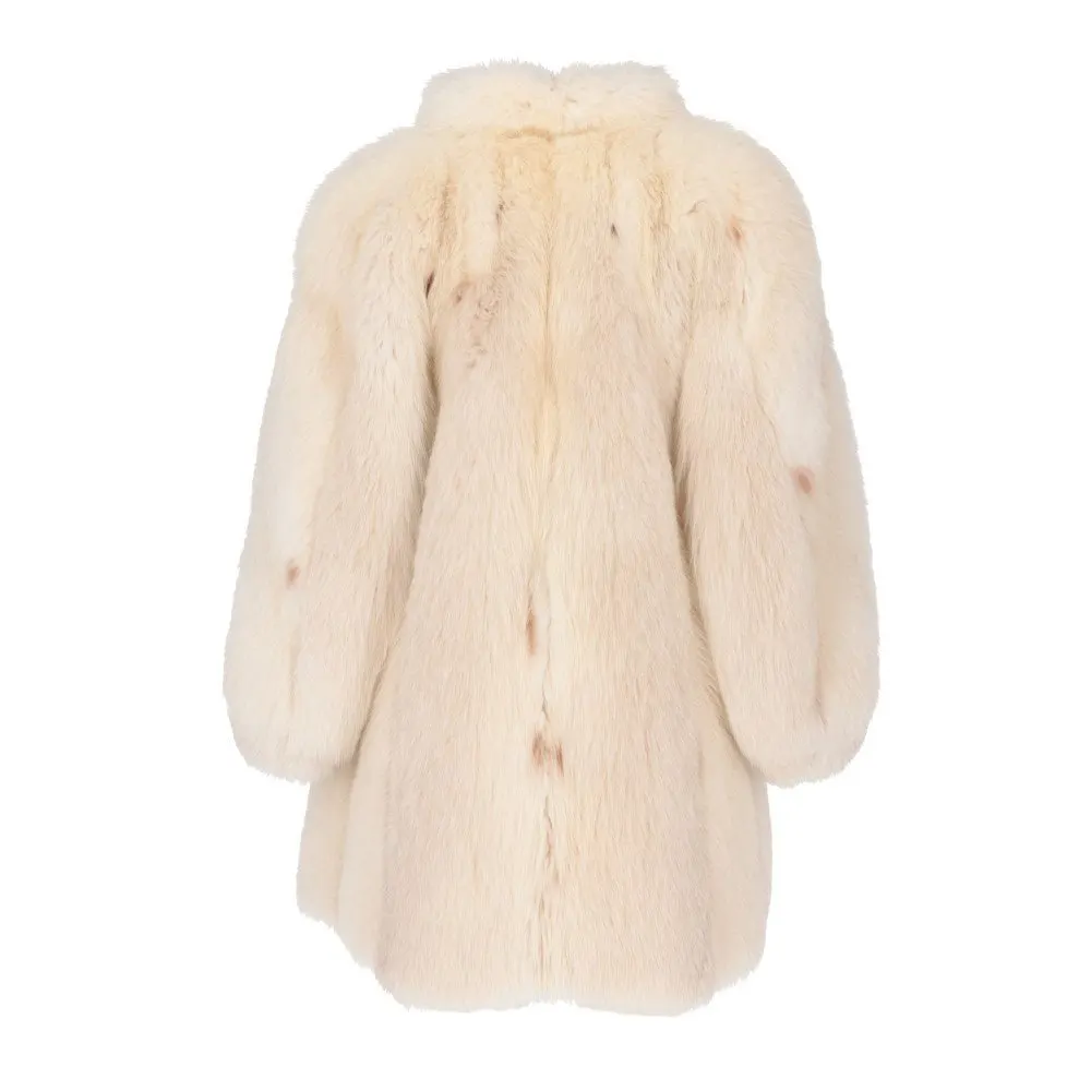 Christian Dior White Fox Fur Coat - '80s White Good - Back View