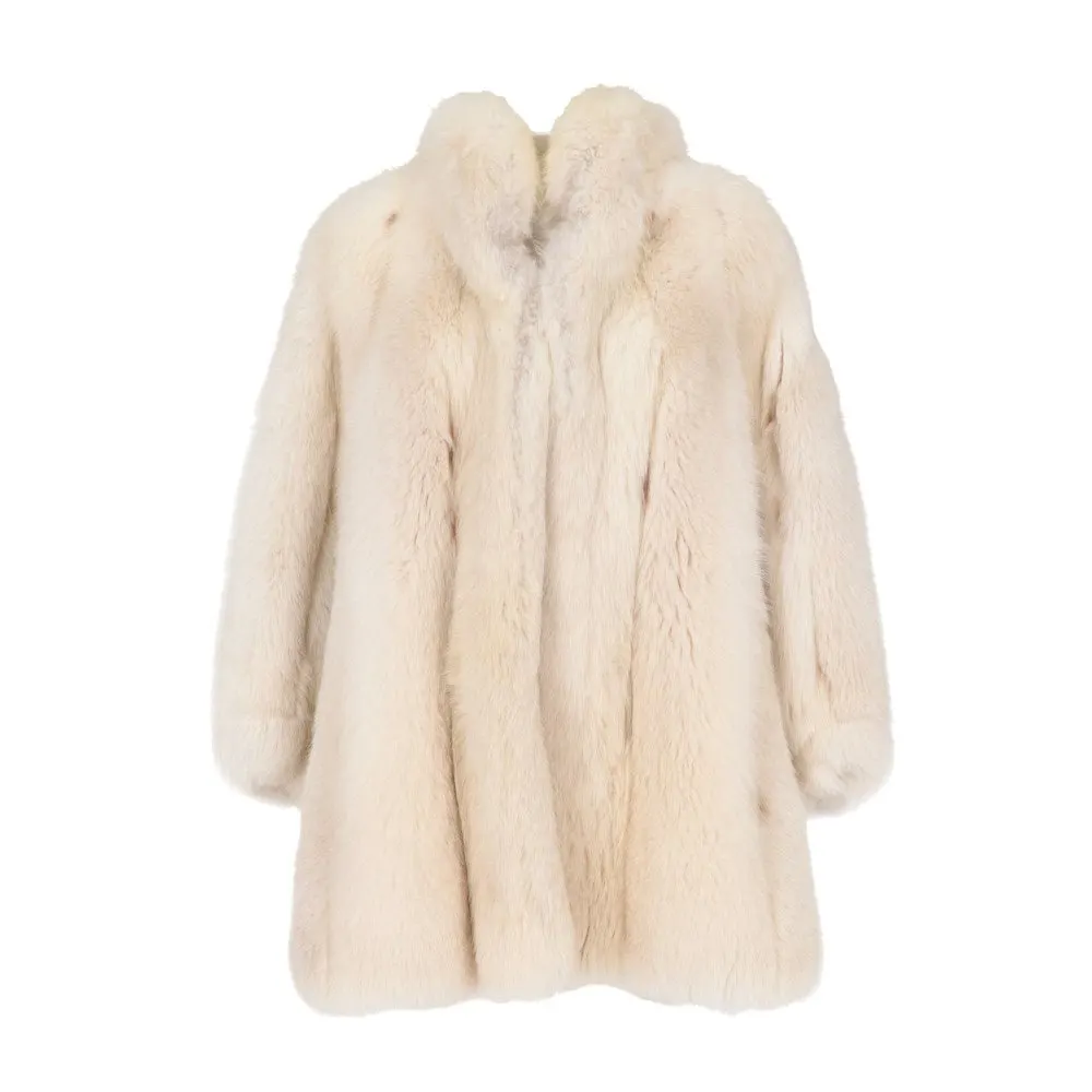 Christian Dior White Fox Fur Coat - '80s White Good - Inside View