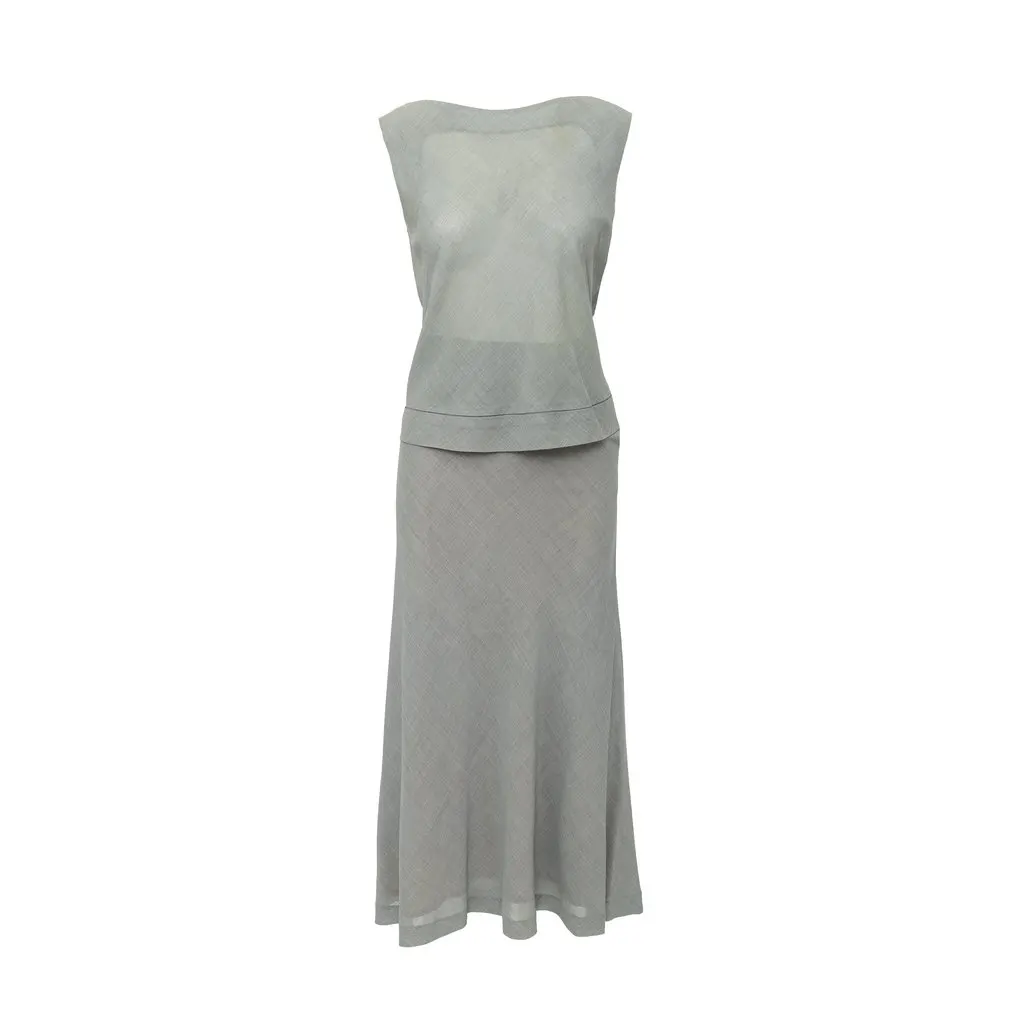 Alberta Ferretti Top and Skirt Set - '10s Grey Wool Good - Front View