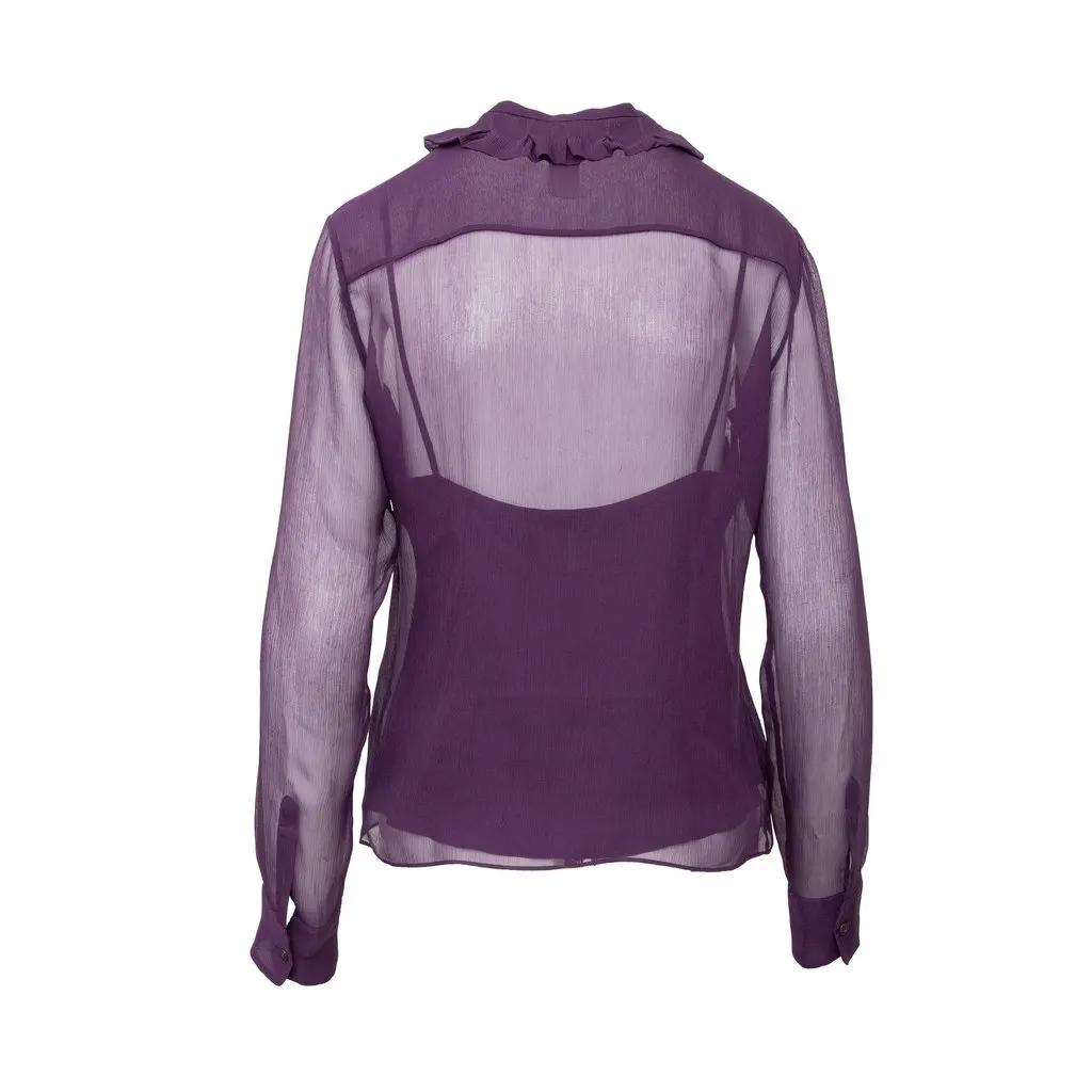 Moschino Cheap and Chic Shirt with Camisole - '10s Purple Silk Good - Back View