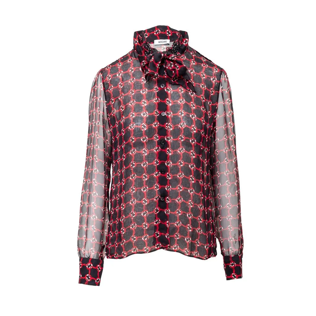 Moschino Printed Shirt - '10s Black Silk Good - Front View