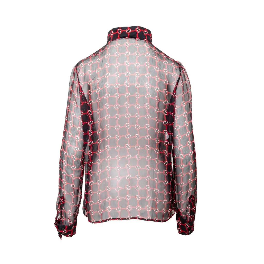 Moschino Printed Shirt - '10s Black Silk Good - Inside View