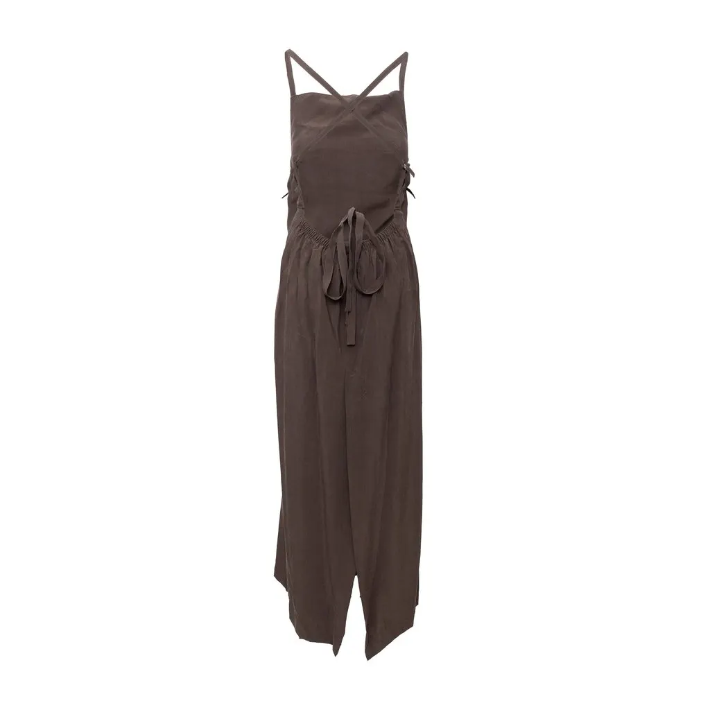 Jean Paul Gaultier Classique Rayon Dress - '10s Brown Good - Back View