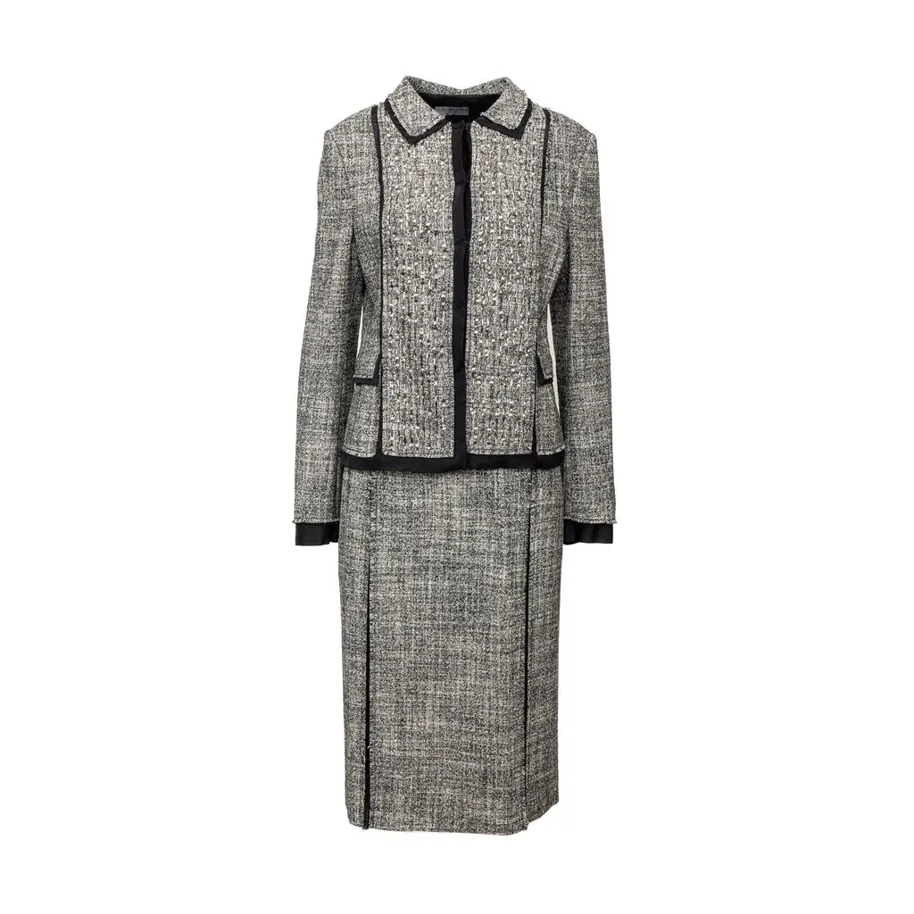 Alberta Ferretti Jacket and Skirt Set - '10s Black Wool Good - Front View