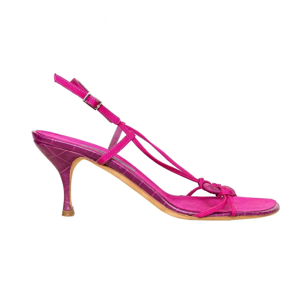 Alberta Ferretti Strappy Sandal Heels - '10s Red Leather Good - Front View