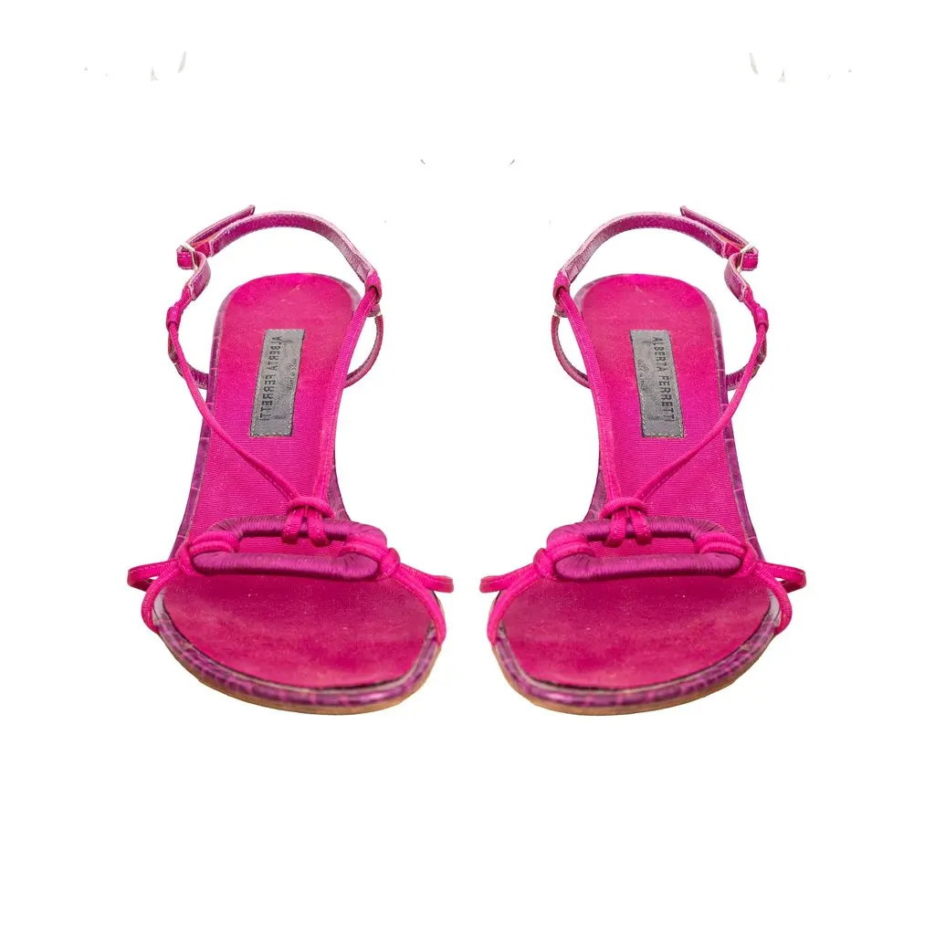 Alberta Ferretti Strappy Sandal Heels - '10s Red Leather Good - Back View