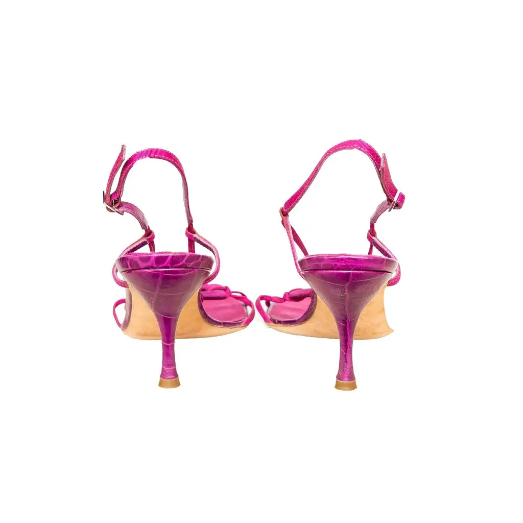 Alberta Ferretti Strappy Sandal Heels - '10s Red Leather Good - Inside View