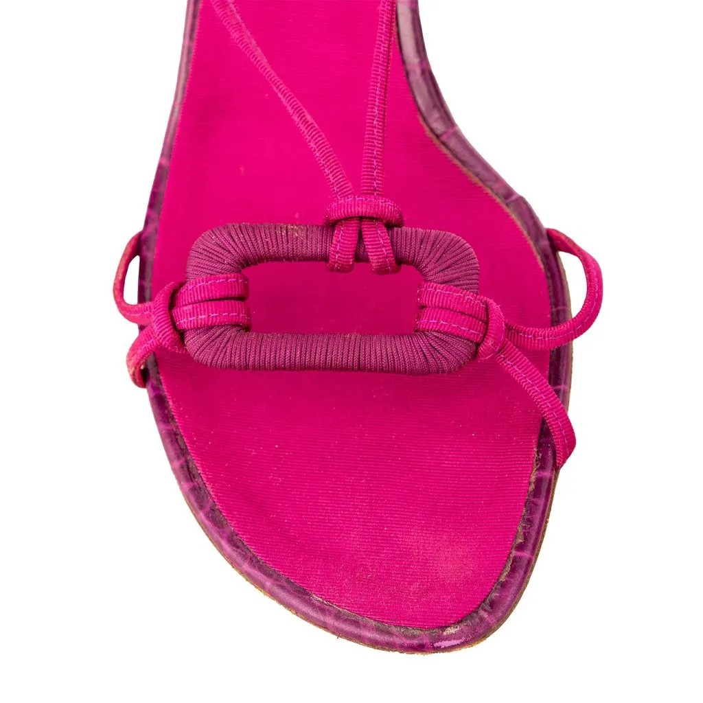 Alberta Ferretti Strappy Sandal Heels - '10s Red Leather Good - Model View