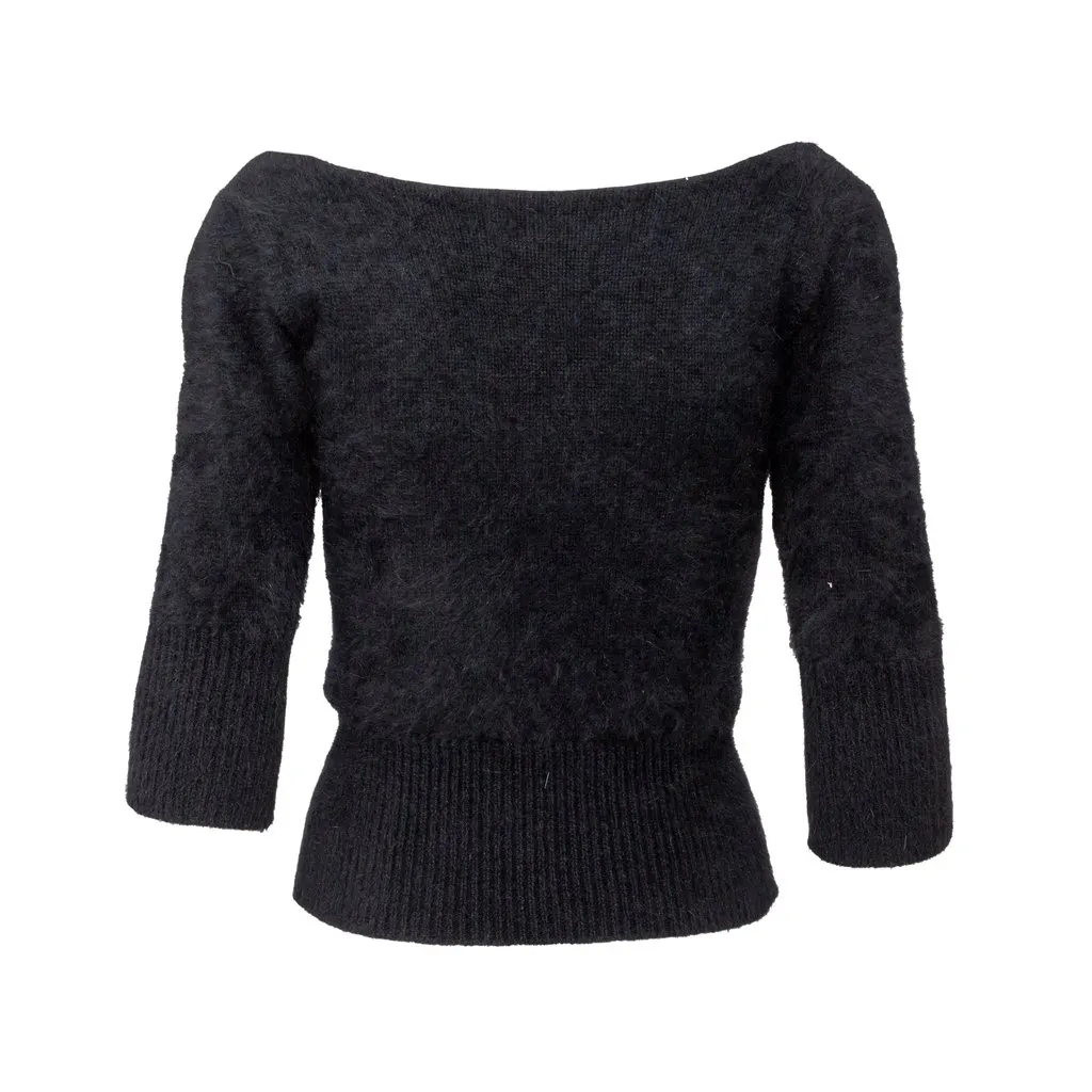 Roberto Cavalli Short Wool Top - '10s Black Wool Good - Back View