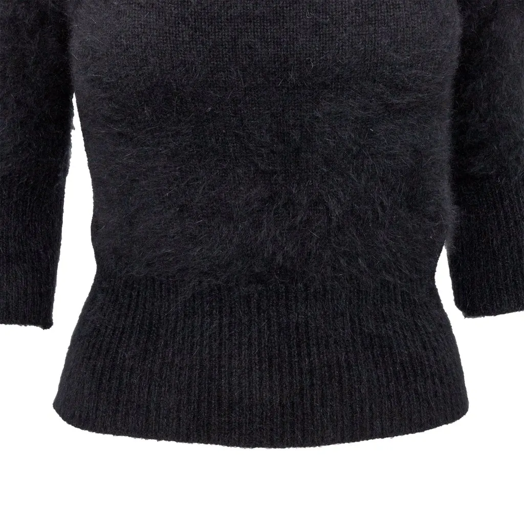 Roberto Cavalli Short Wool Top - '10s Black Wool Good - Inside View