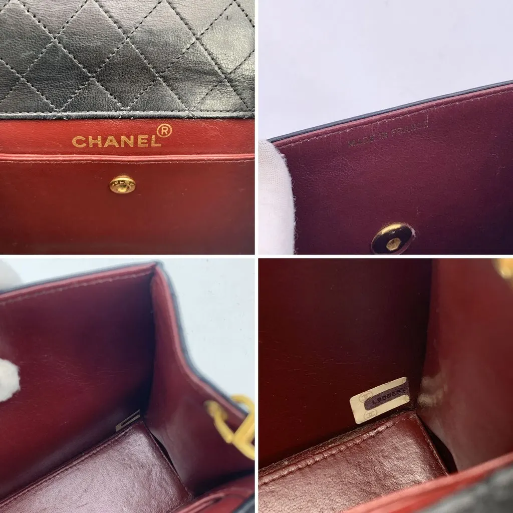 Chanel Crossbody Bag Vintage Trapezio Black Leather Good - Box View