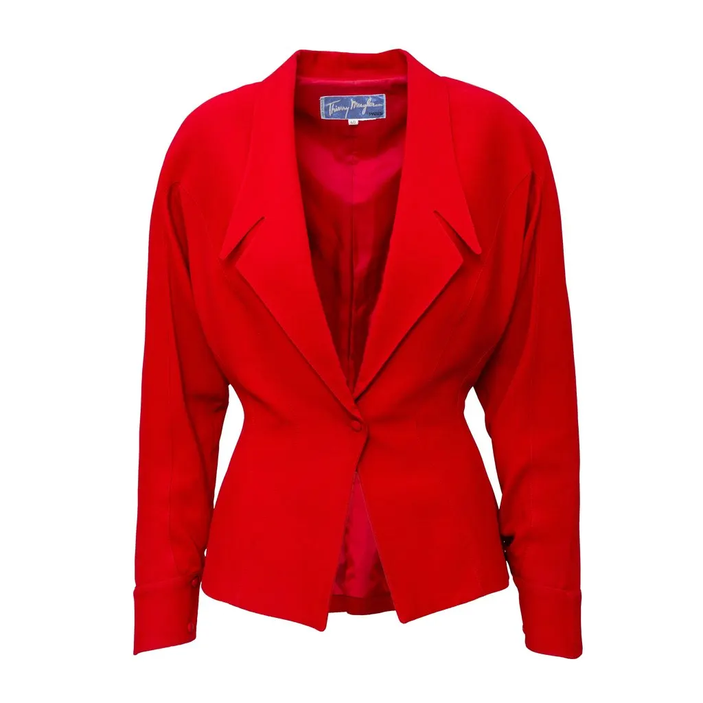 Thierry Mugler Vintage Jacket and Skirt Set - '80s Red Wool Good - Back View