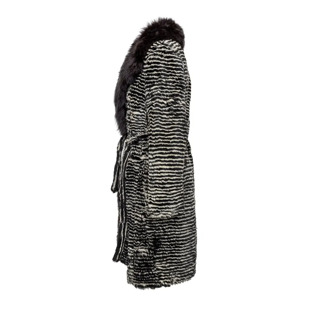 Gianfranco Ferré Rabbit and Fox Fur Coat - '90s Black Good - Back View
