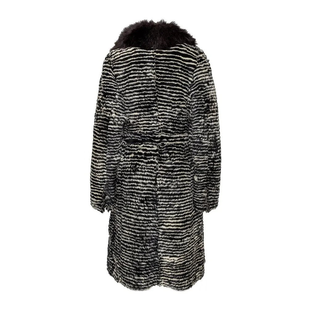 Gianfranco Ferré Rabbit and Fox Fur Coat - '90s Black Good - Inside View