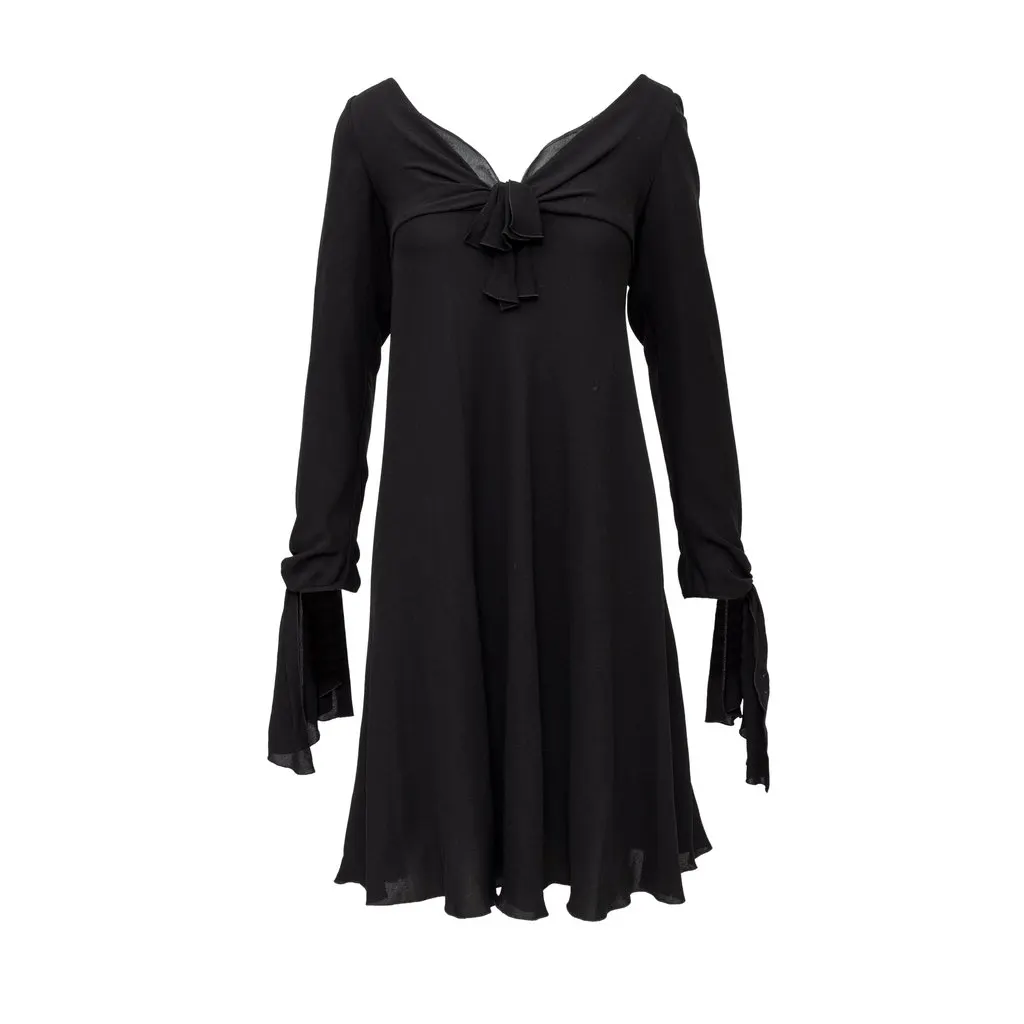 Valentino Silk Dress - '90s Black Silk Good - Front View