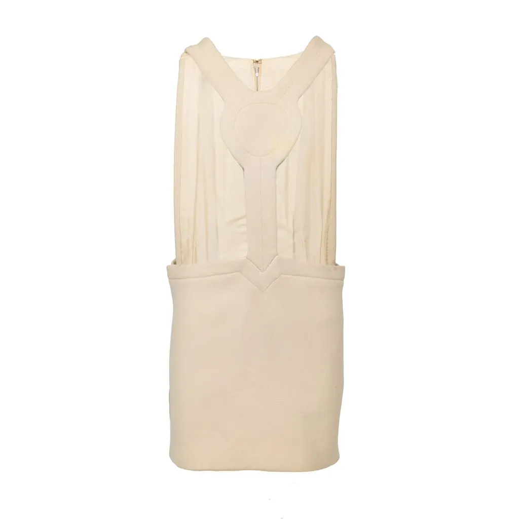 Unsigned Stavropoulos Short Overalls - '60s Beige Wool Good - Front View