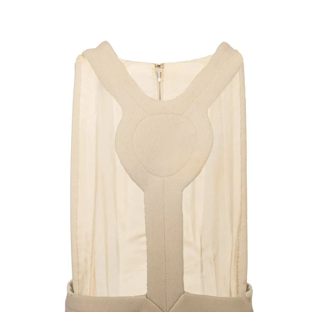 Unsigned Stavropoulos Short Overalls - '60s Beige Wool Good - Inside View