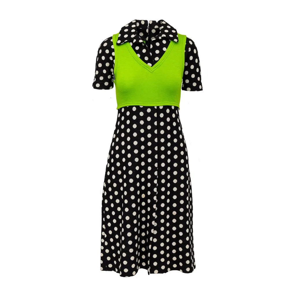 Unsigned Rudi Gernreich Wool Dress - '70s MultiColor Wool Good - Front View