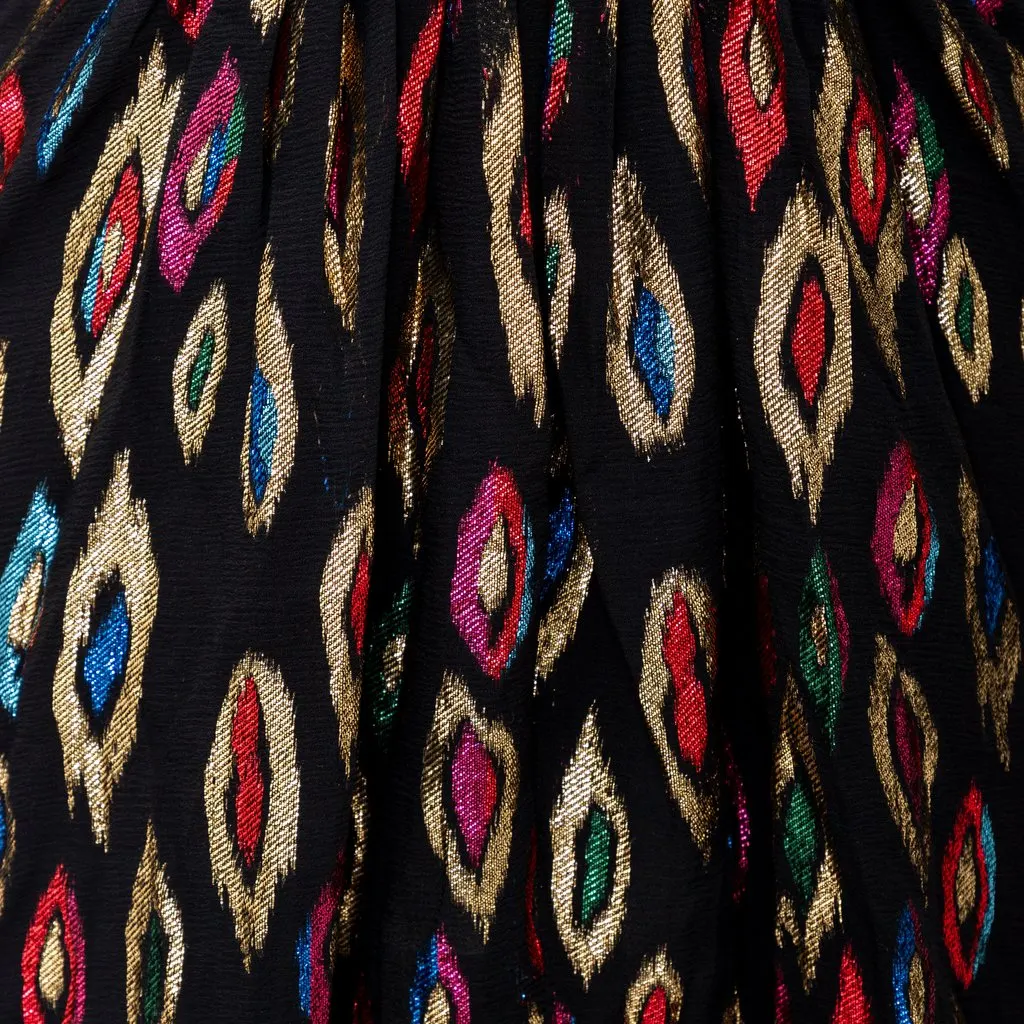 Saint Laurent Peacock Jacquard Cocktail Dress - '20s Black Canvas Good - Inside View