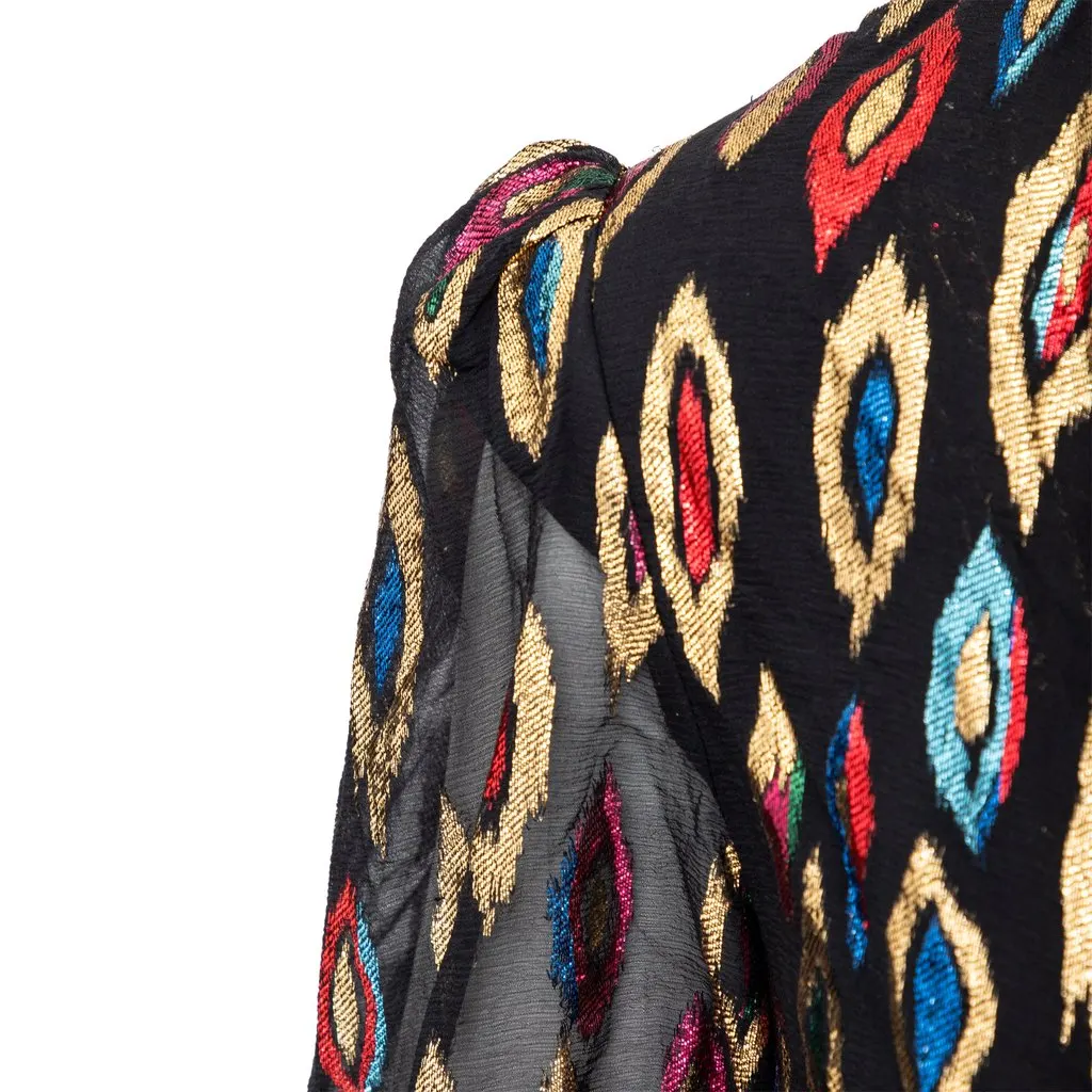 Saint Laurent Peacock Jacquard Cocktail Dress - '20s Black Canvas Good - Box View