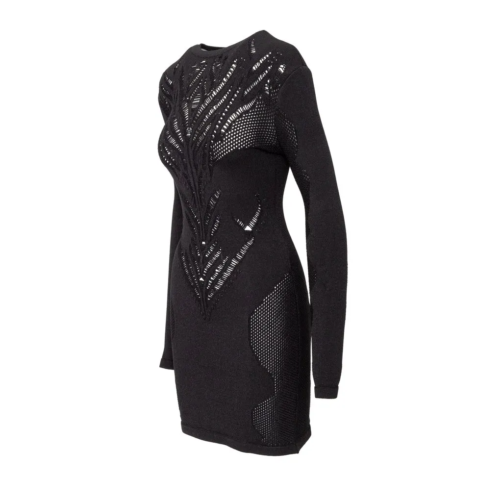 Balmain Stretchy Jacquard Dress - '10s Black Canvas Good - Back View