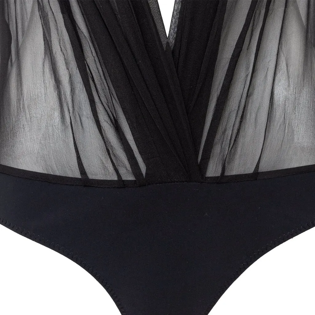 Saint Laurent Sheer Bodysuit - '10s Red Good - Model View