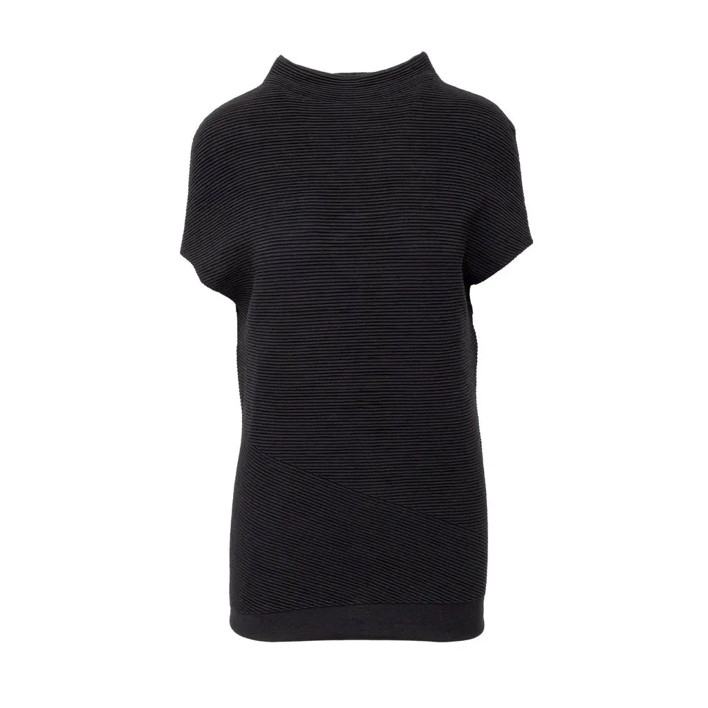 Alexander McQueen Ribbed Knit Top - '10s Black Wool Good - Front View