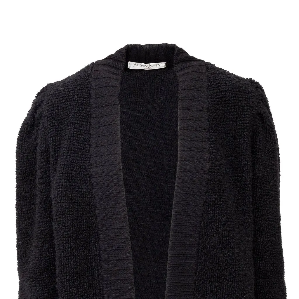 Yves Saint Laurent Tricot Cardigan - '90s Black Wool Good - Inside View