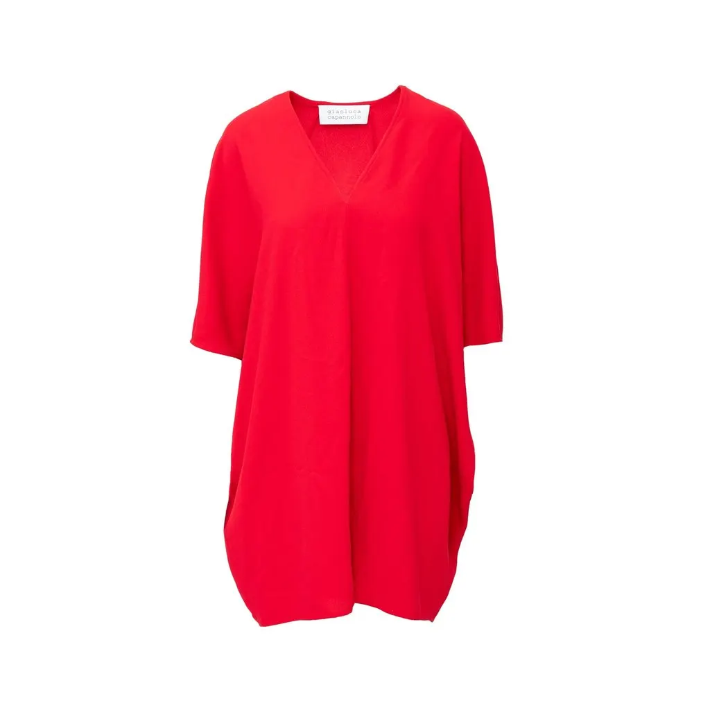 Unsigned Gianluca Capannolo Oversized Top - '10s Red Polyester Good - Front View