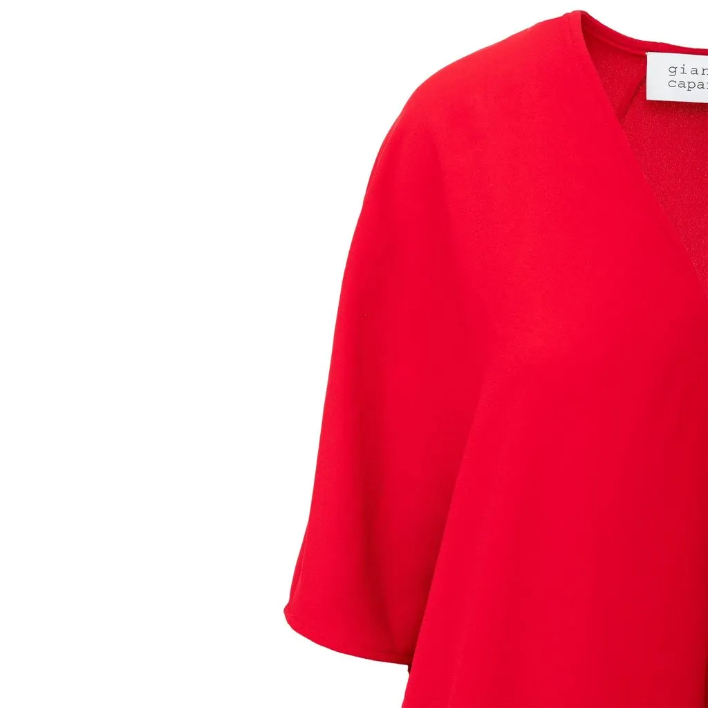 Unsigned Gianluca Capannolo Oversized Top - '10s Red Polyester Good - Inside View