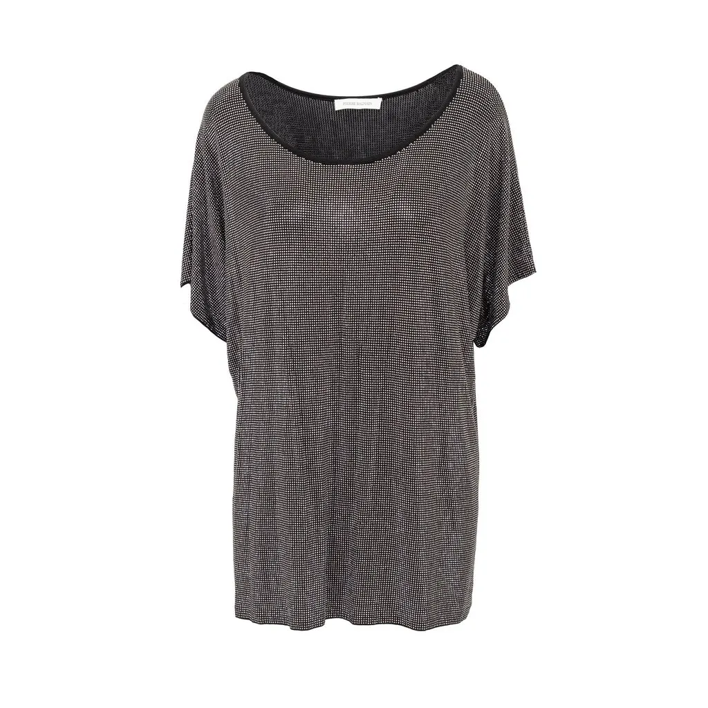 Pierre Balmain Oversized Rhinestones T-shirt - '10s Silver Good - Front View