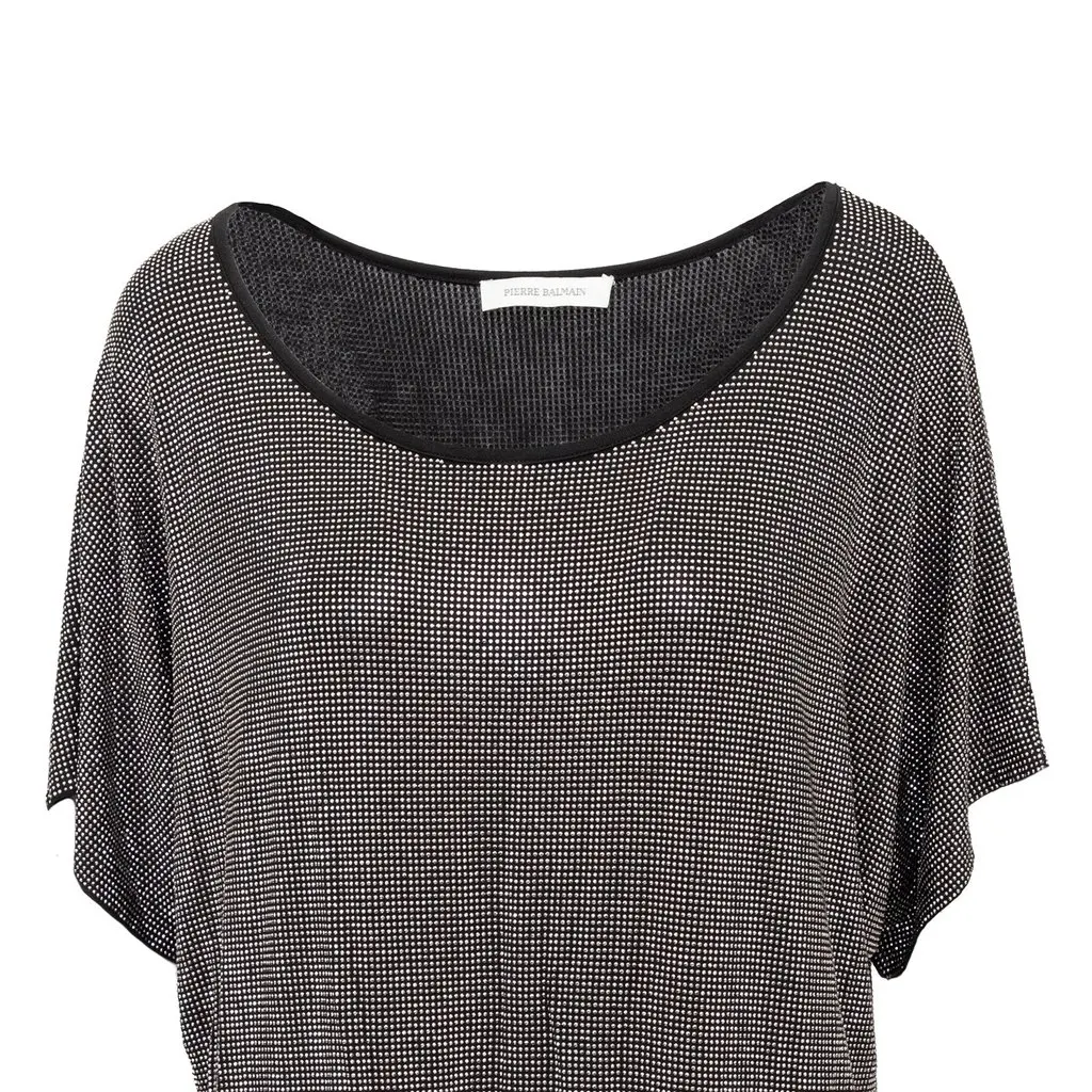 Pierre Balmain Oversized Rhinestones T-shirt - '10s Silver Good - Inside View