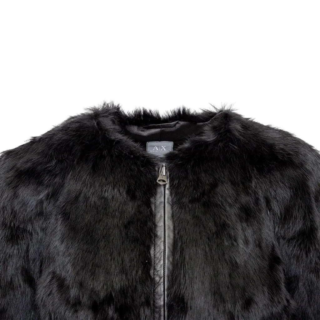 Unsigned Faux Fur Jacket - '10s Black Satin Good - Model View