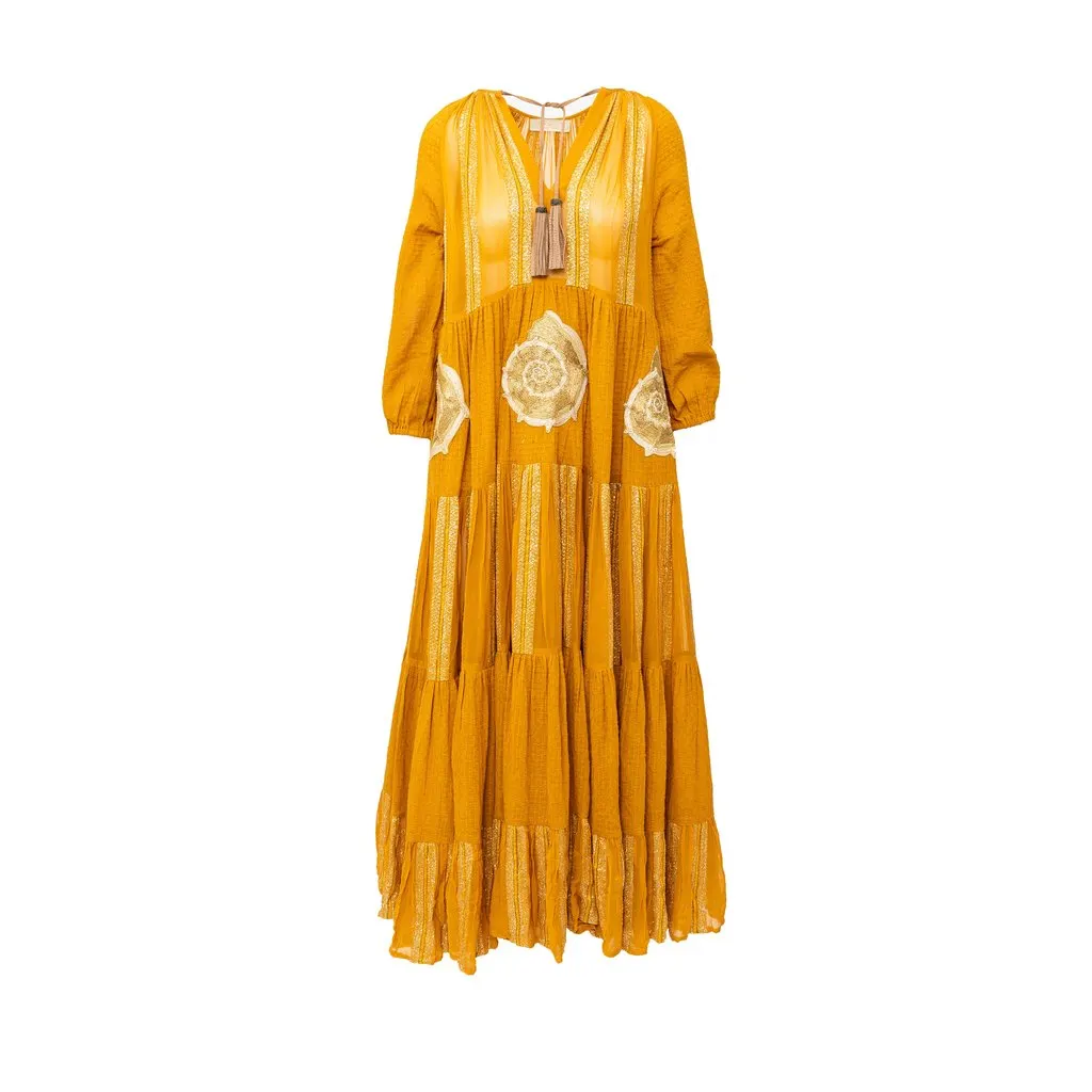 Unsigned Rara Avis by Sonal Verma Boho Long Dress - '10s Red Cotton Good - Front View