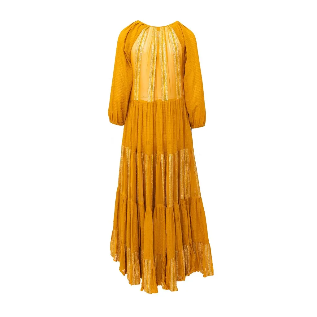 Unsigned Rara Avis by Sonal Verma Boho Long Dress - '10s Red Cotton Good - Back View