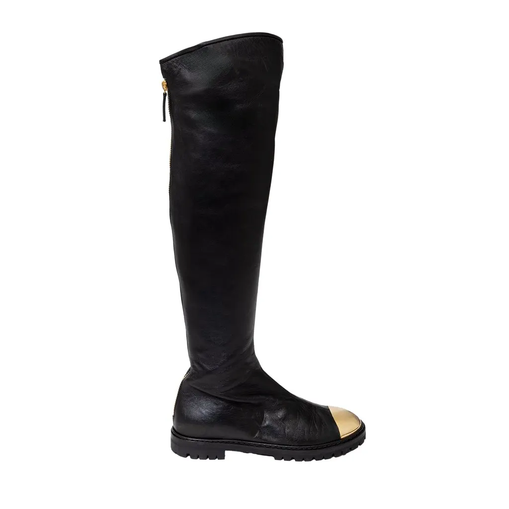 Giuseppe Zanotti Dalila Leather Metal Toe Boots - '10s Black