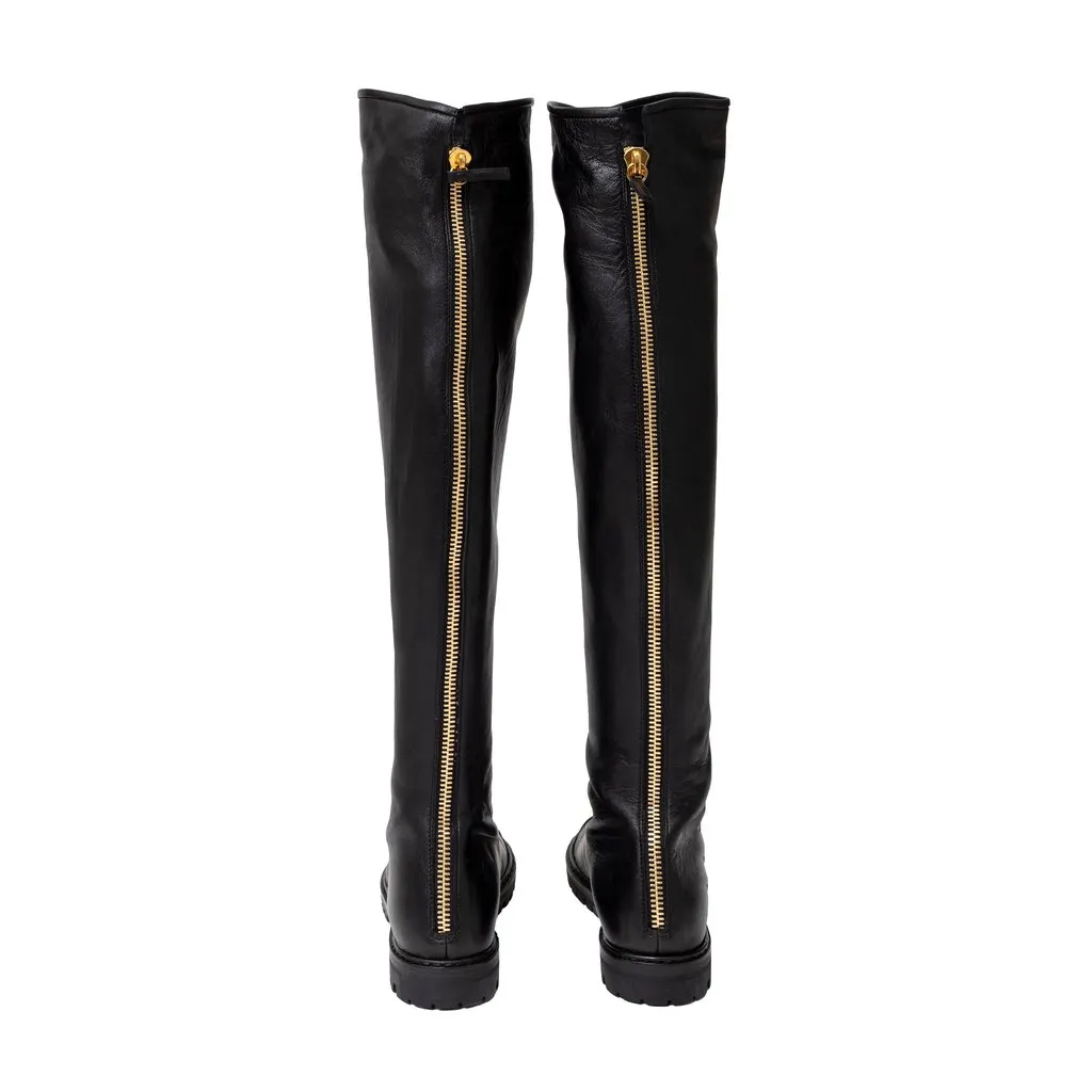 Giuseppe Zanotti Dalila Leather Metal Toe Boots - '10s Black Leather Good - Box View