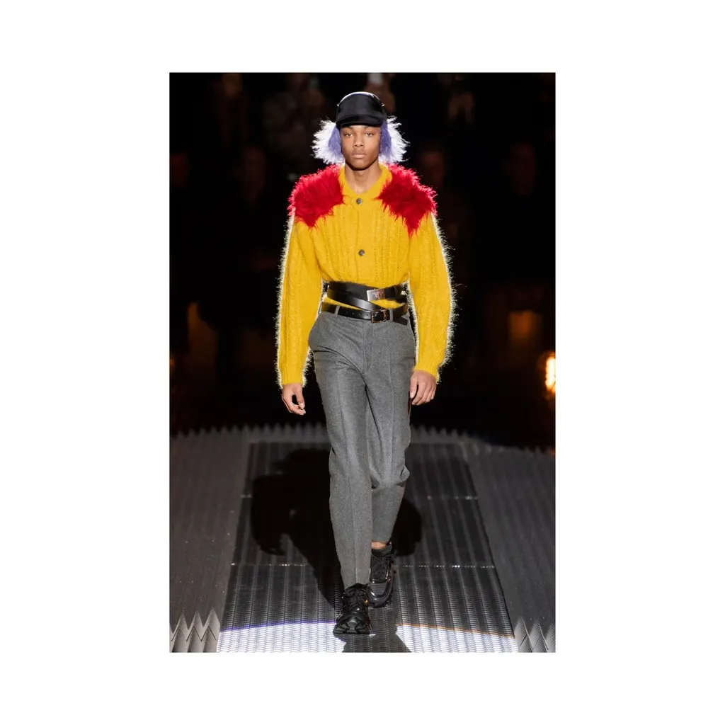 Prada Mohair Cardigan with Fur - '10s Red Wool Good - Back View