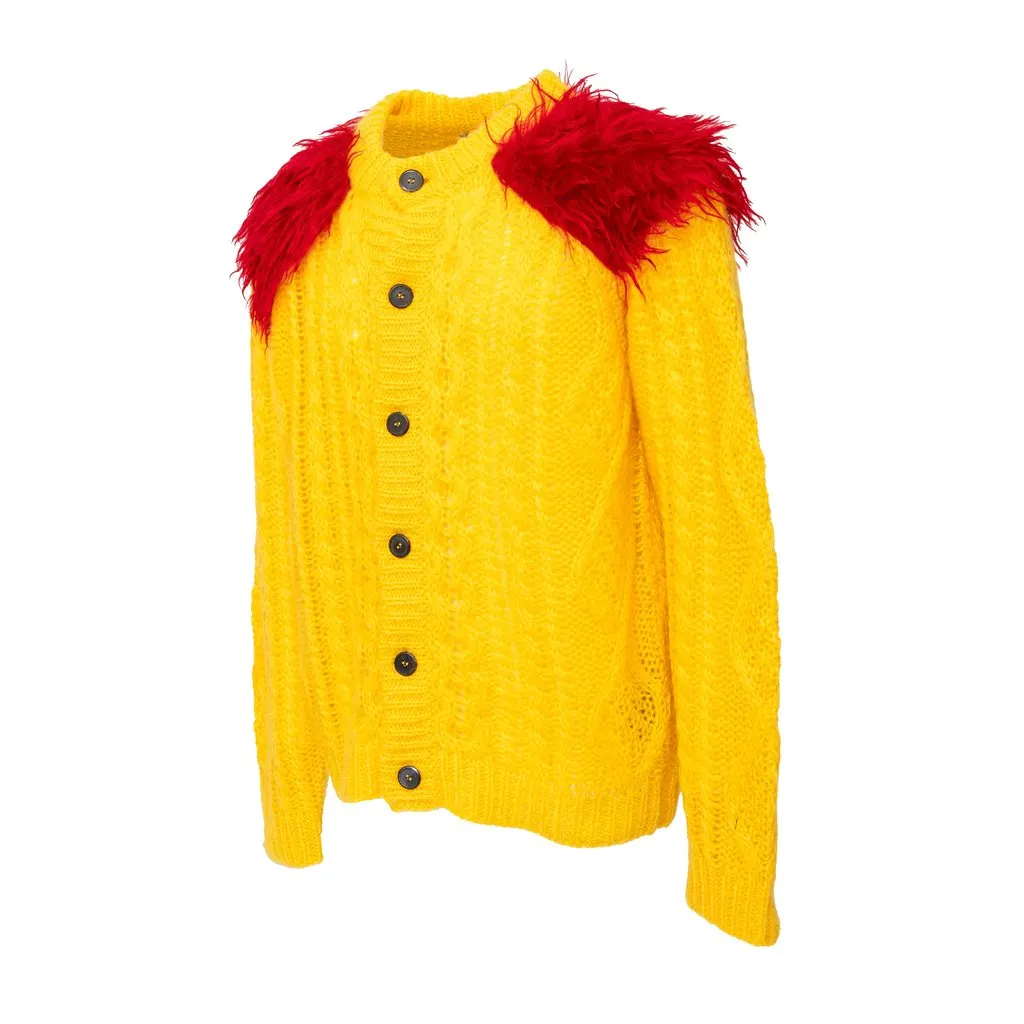 Prada Mohair Cardigan with Fur - '10s Red Wool Good - Inside View
