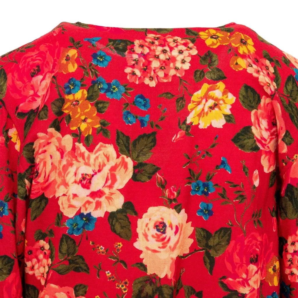 Emanuel Ungaro Floral Printed Wool Top - '90s Red Wool Good - Box View