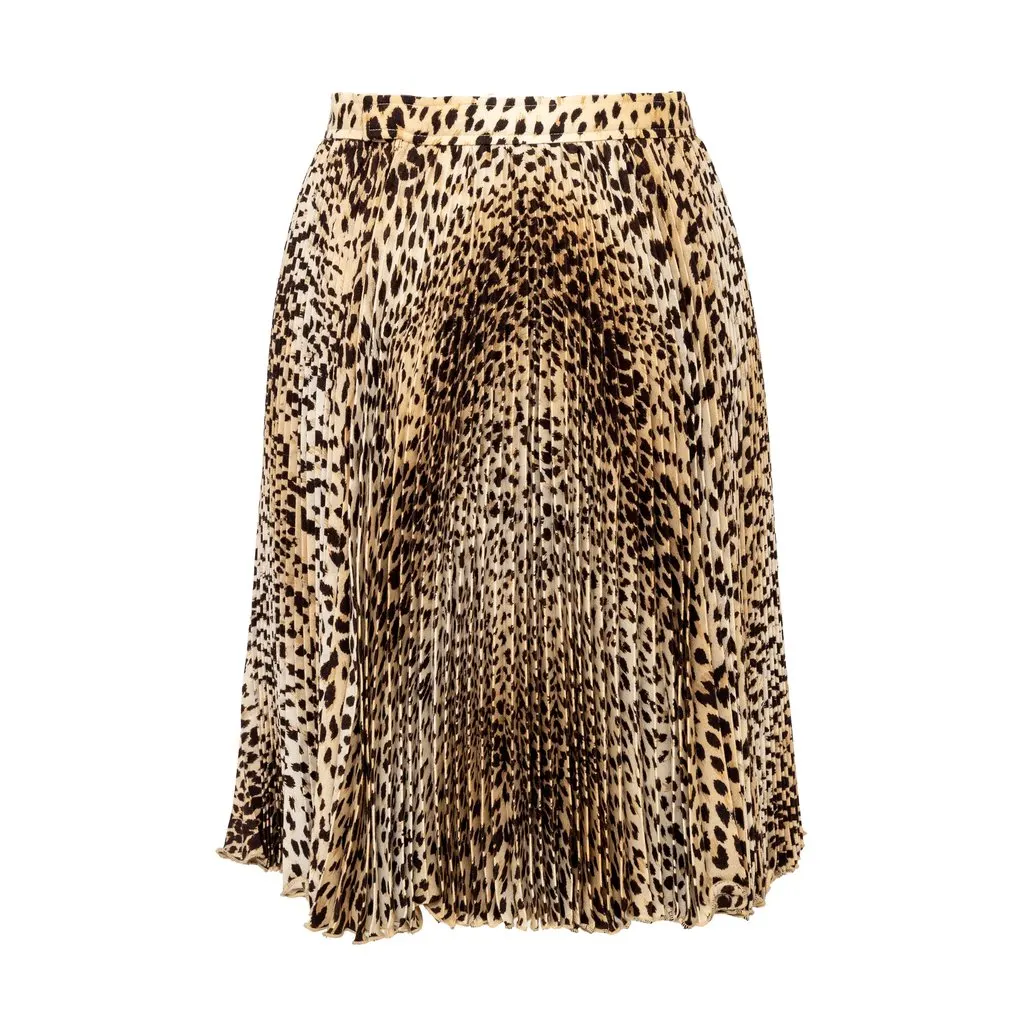 Valentino Miss V Leopard Print Pleated Skirt - '90s