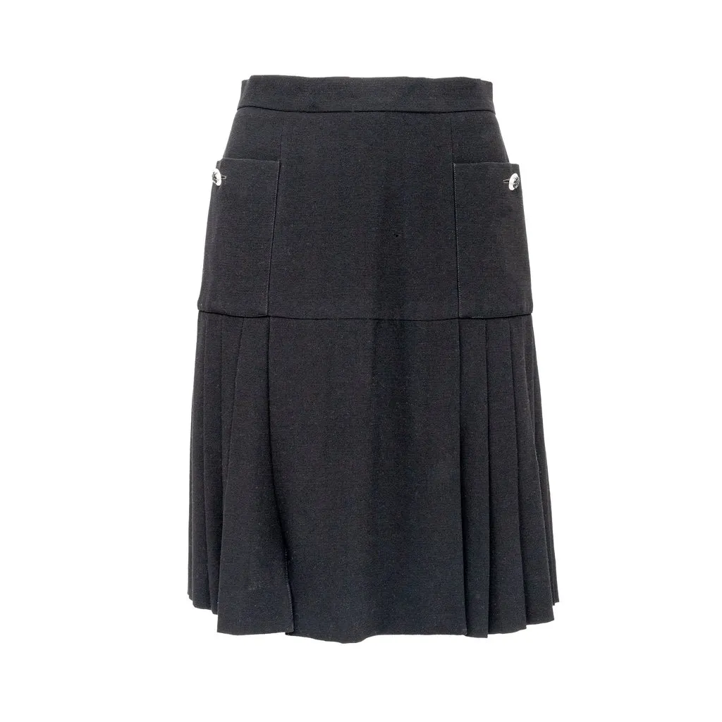 Chanel Boutique Pleated Skirt - '00s Camel Wool Good - Front View
