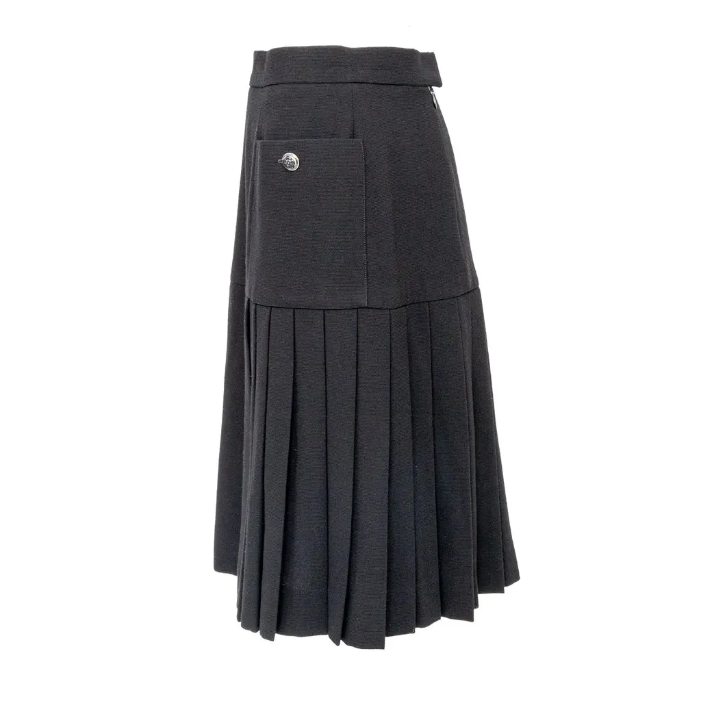 Chanel Boutique Pleated Skirt - '00s Camel Wool Good - Inside View